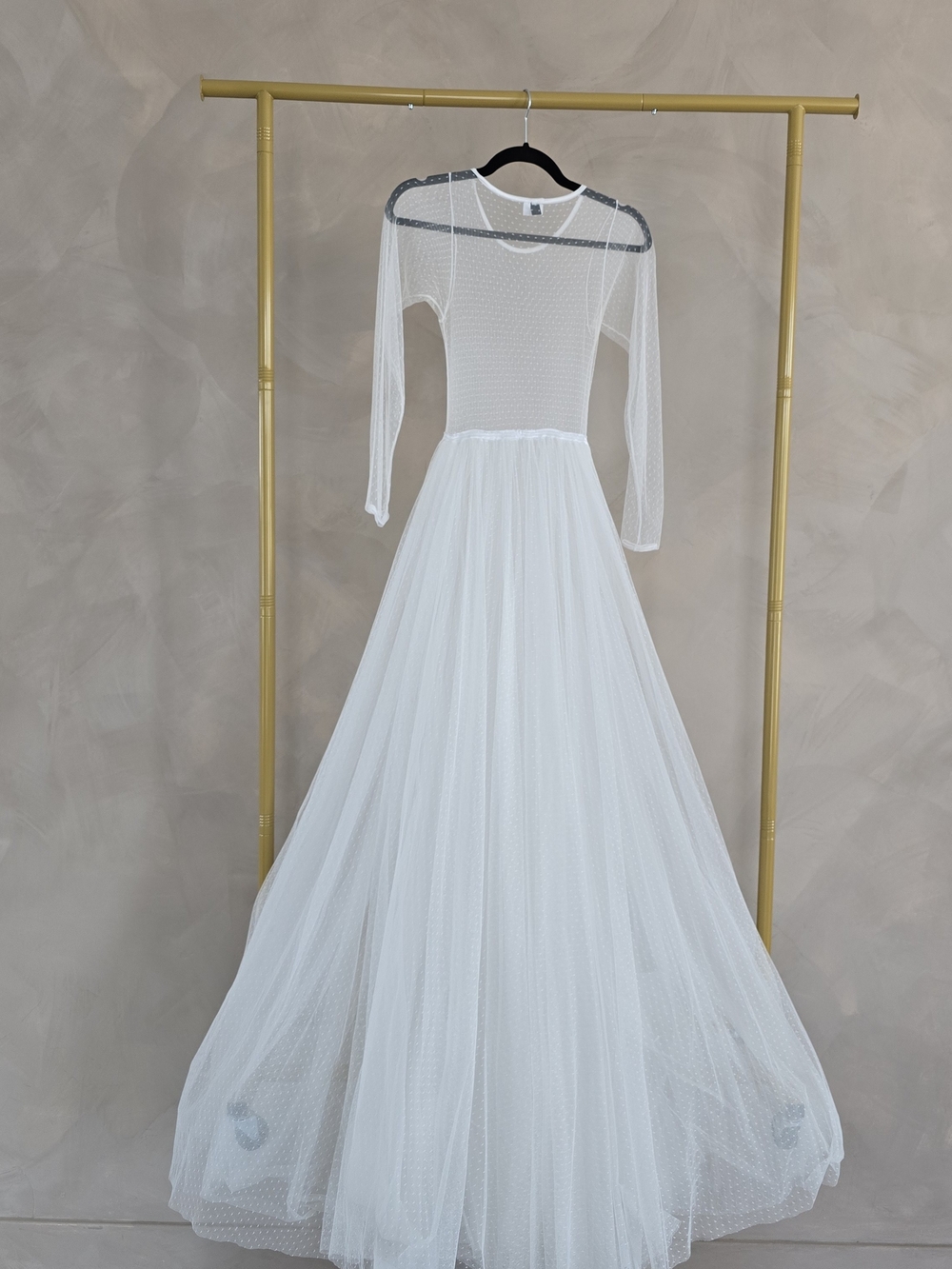 White Sheer Tulle Wedding Dress for Women - Picture 6 of 6